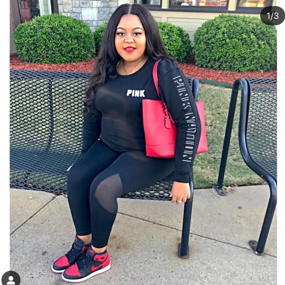 Black Pink Sweatshirt W/ Mesh Leggings